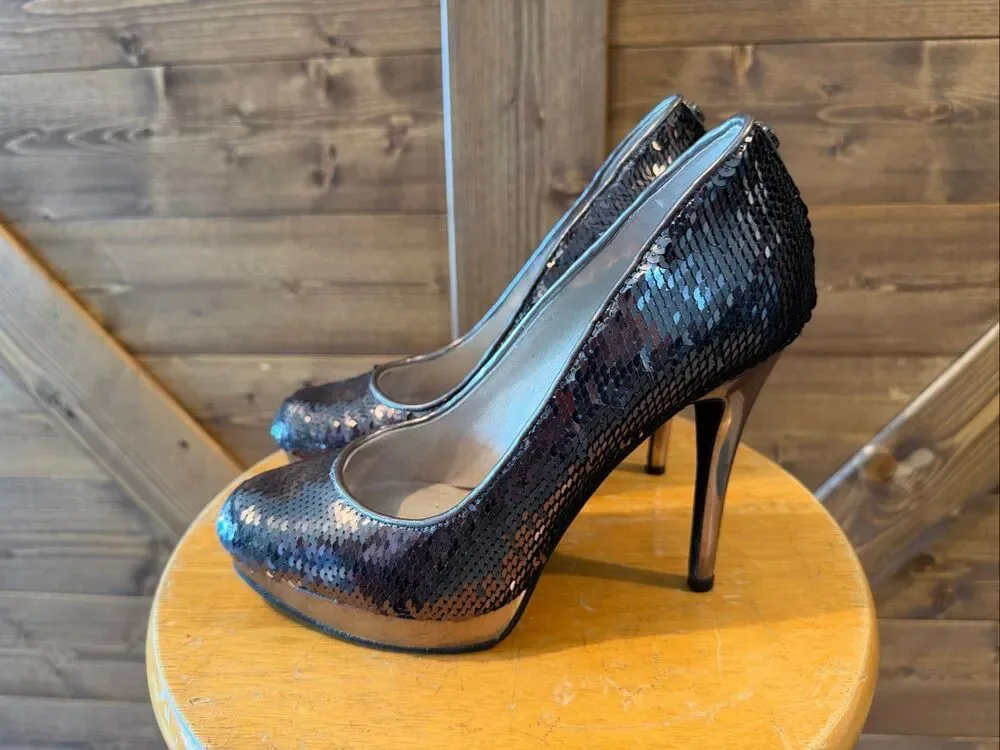 Michael Kors Women’s Sequin Platform Stiletto Pumps Size 6.5 Evening Party Heels